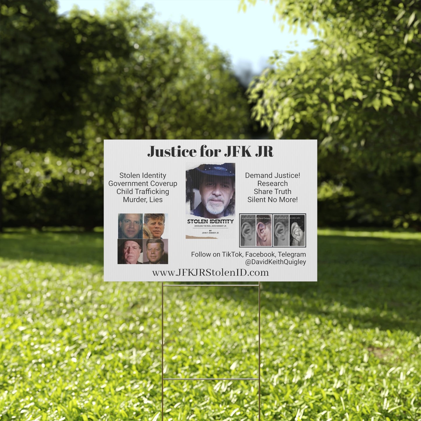 Justice for JFK JR Plastic Yard Sign