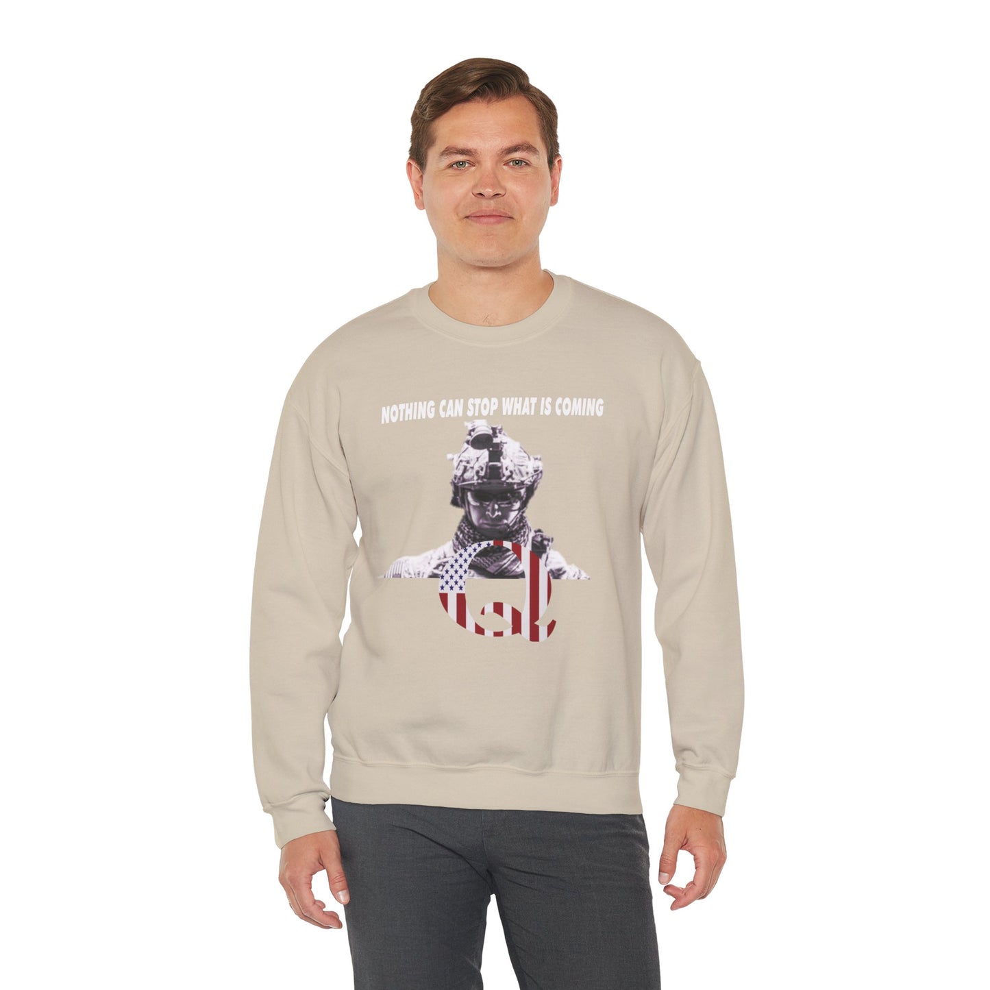 Q Military White Hat Sweatshirt
