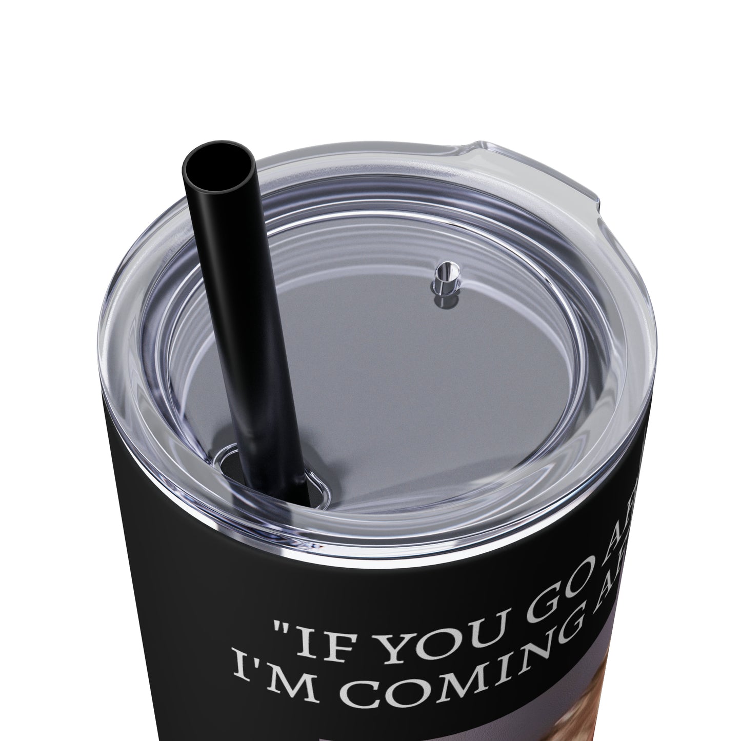 FAFO Trump Mug Shot Never Surrender Skinny Tumbler with Straw, 20oz