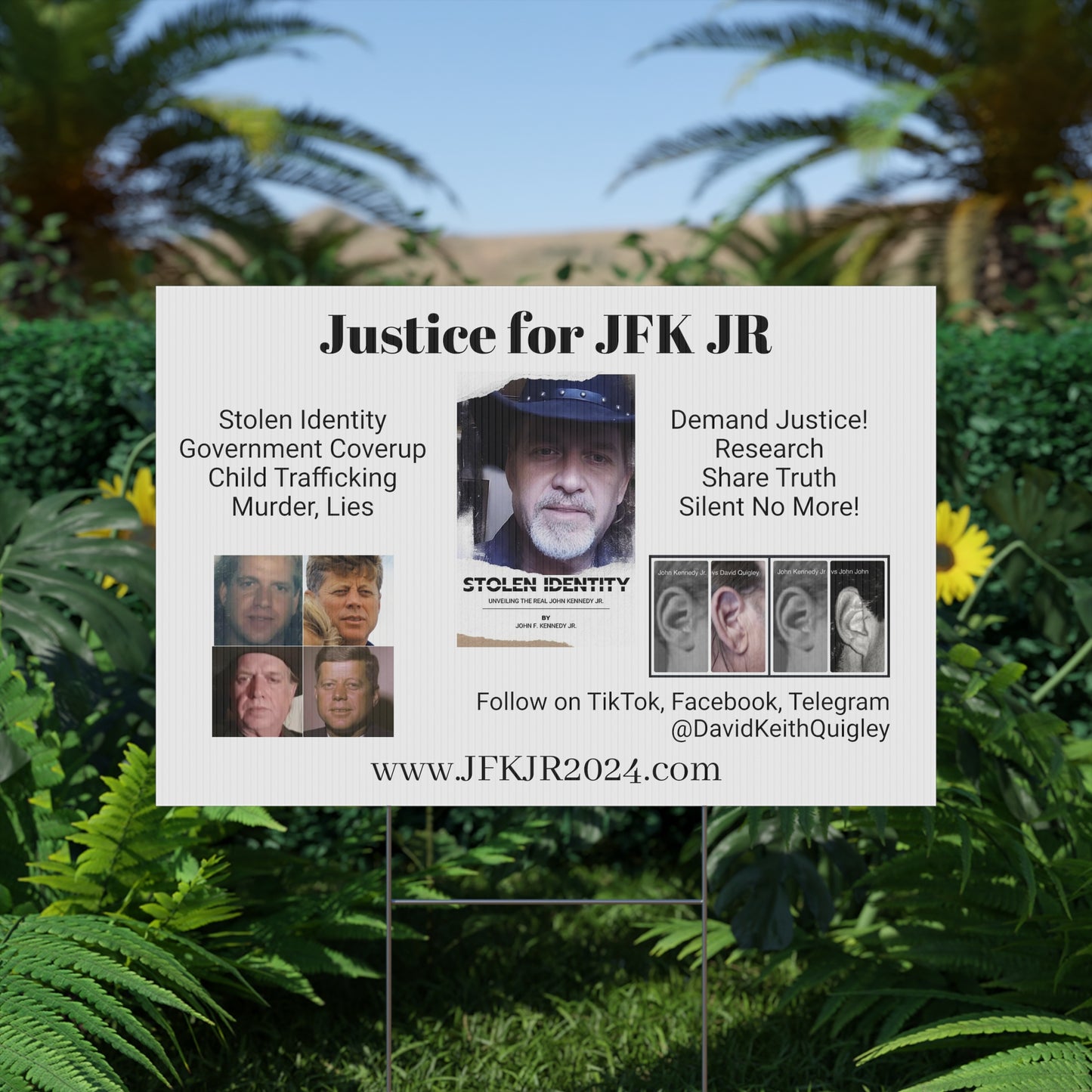 Justice for JFK JR Plastic Yard Sign