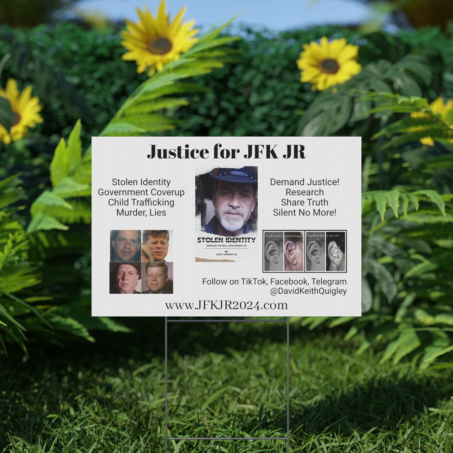Justice for JFK JR Plastic Yard Sign