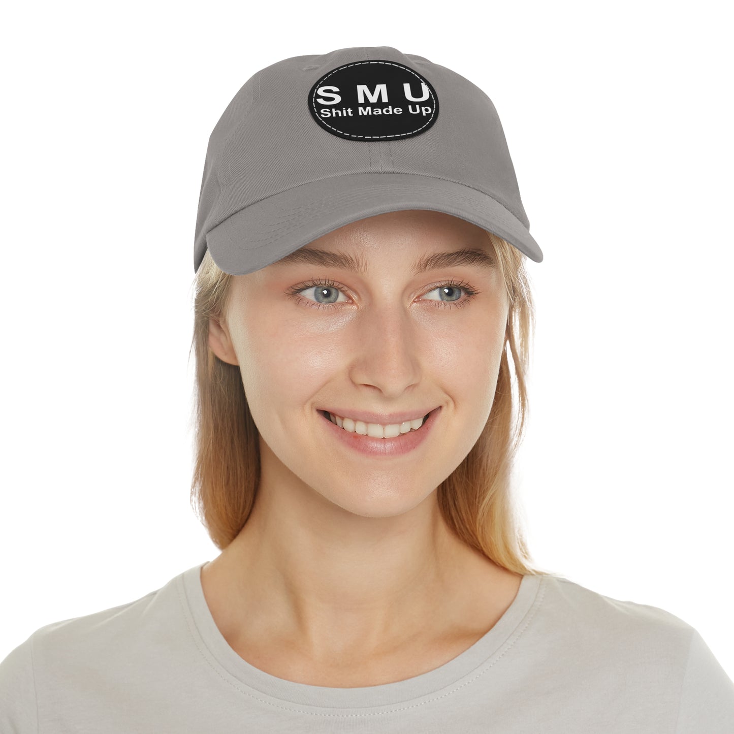 SMU Dad Hat with Leather Patch (Round)