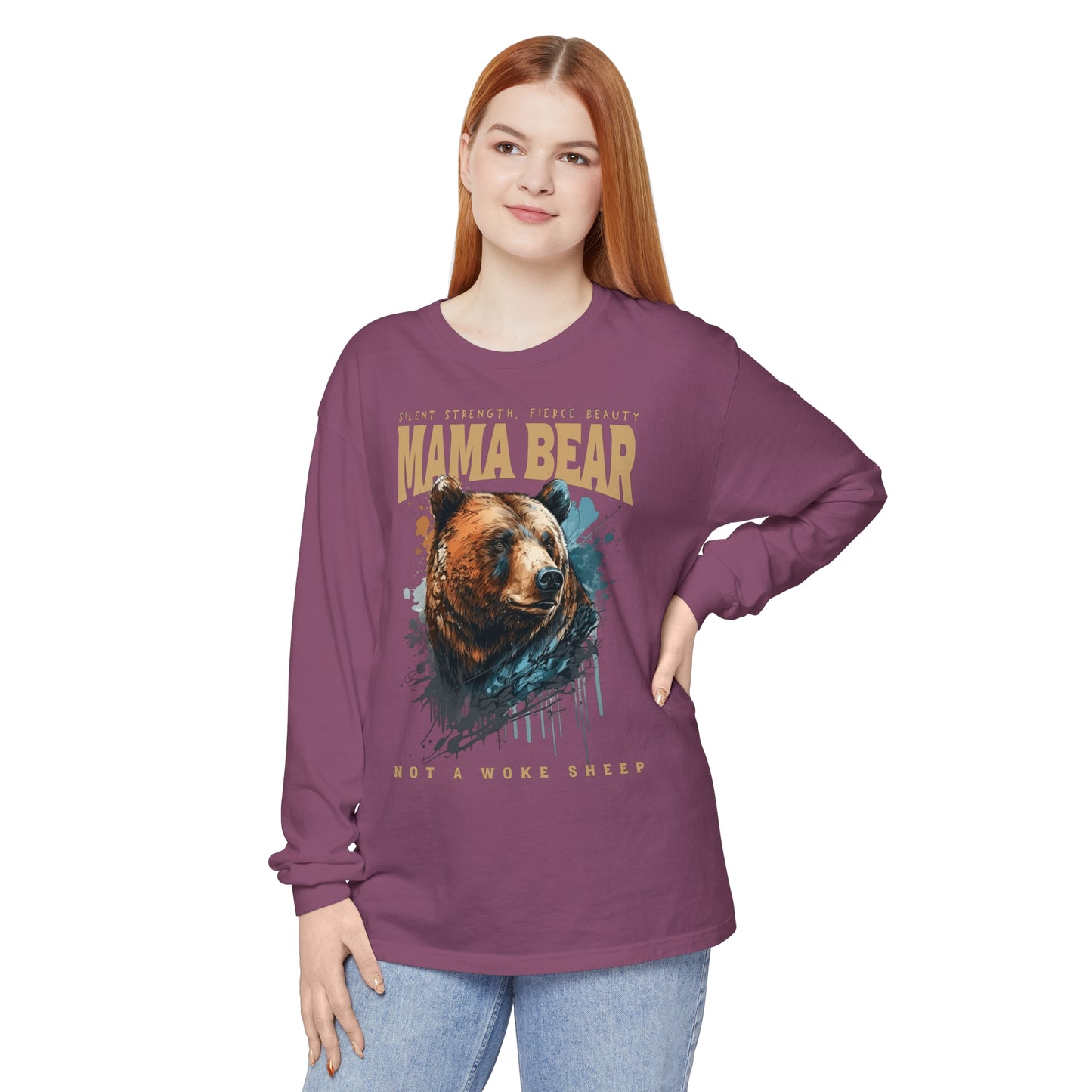 Mama Bear Not Woke Sheep Long Sleeve T-Shirt