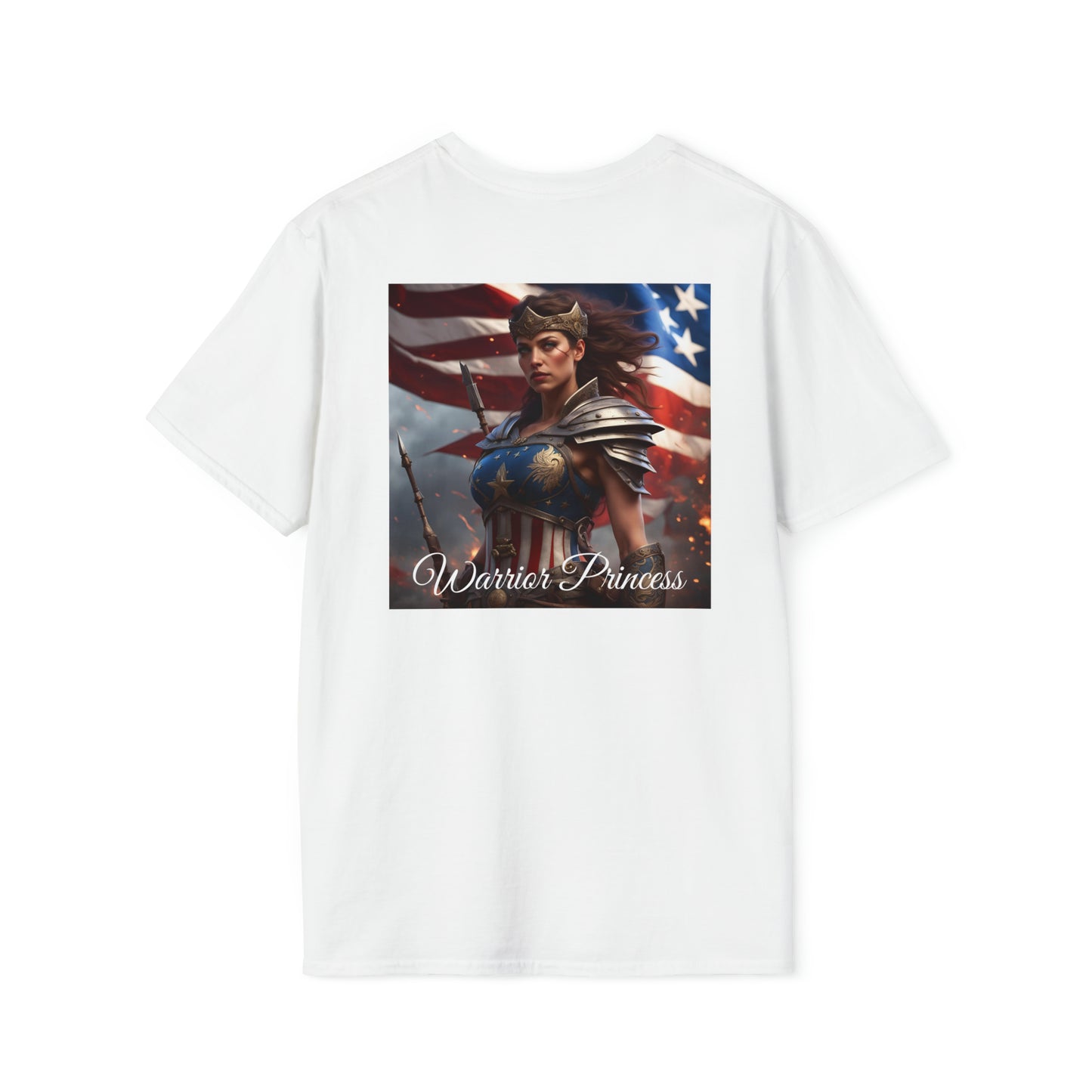 American Warrior Princess Back Side Printing T-Shirt (Gildan)