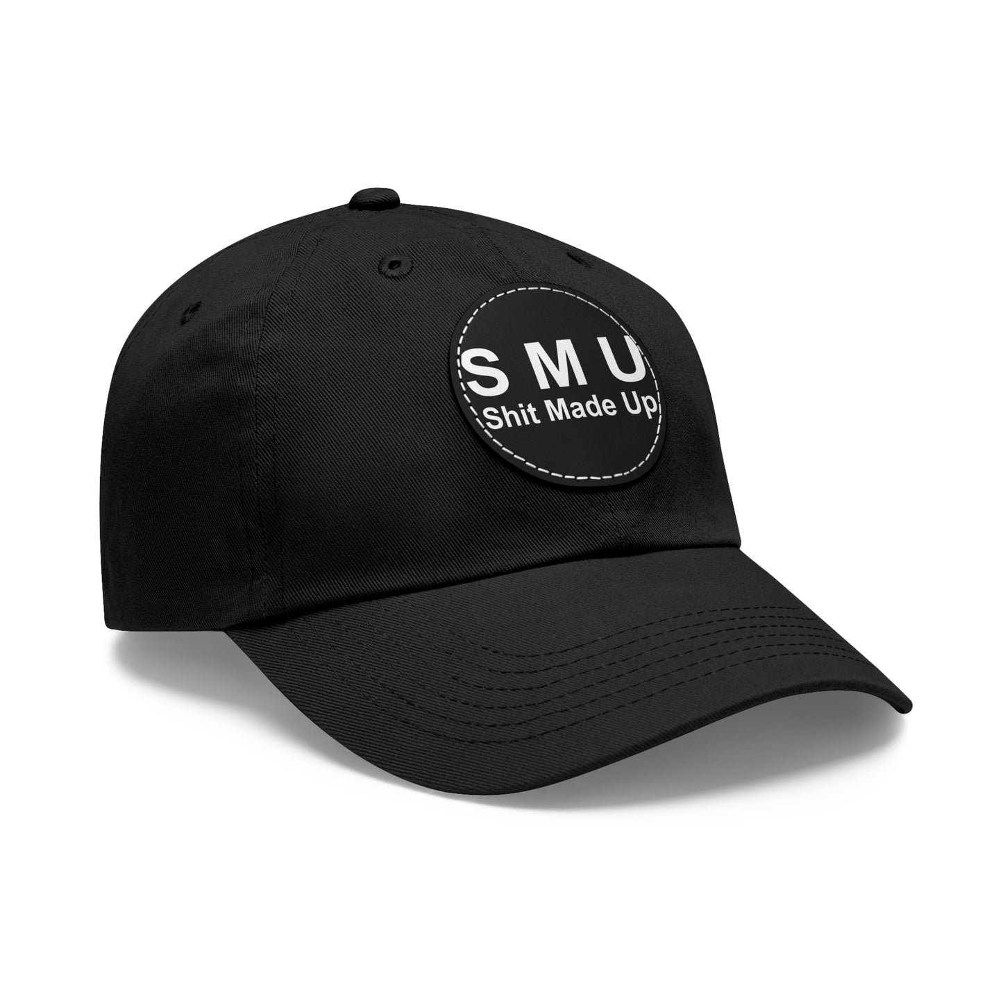 SMU Dad Hat with Leather Patch (Round)