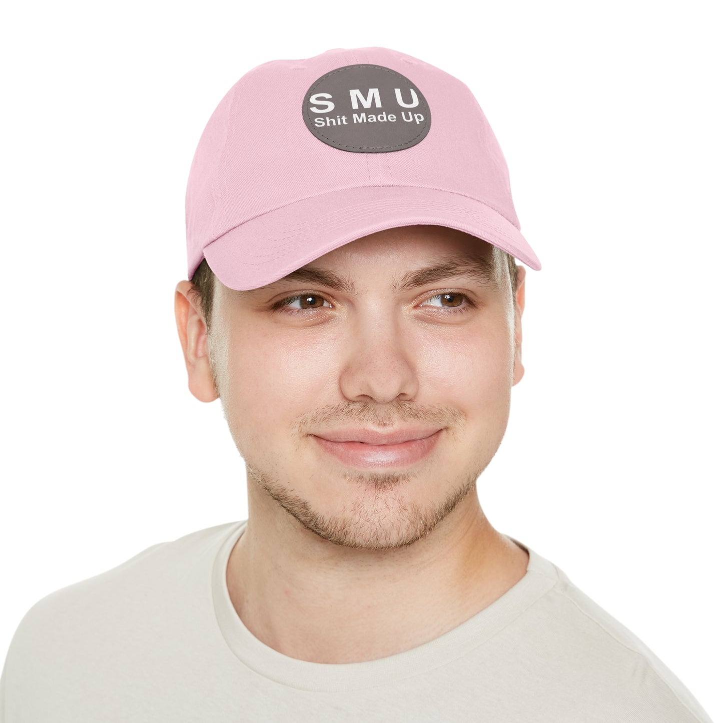 SMU Dad Hat with Leather Patch (Round)