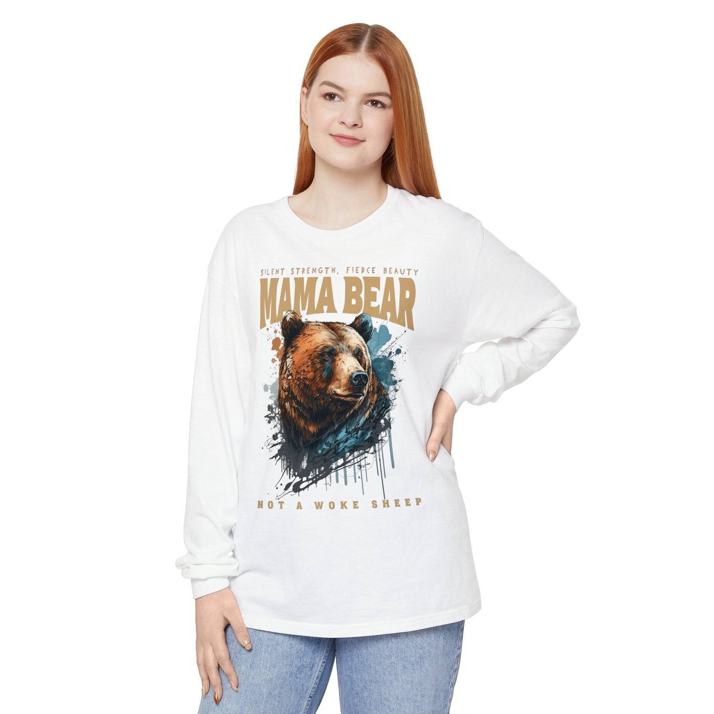 Mama Bear Not Woke Sheep Long Sleeve T-Shirt