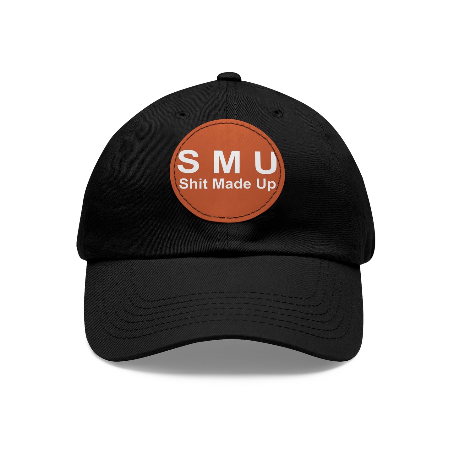 SMU Dad Hat with Leather Patch (Round)