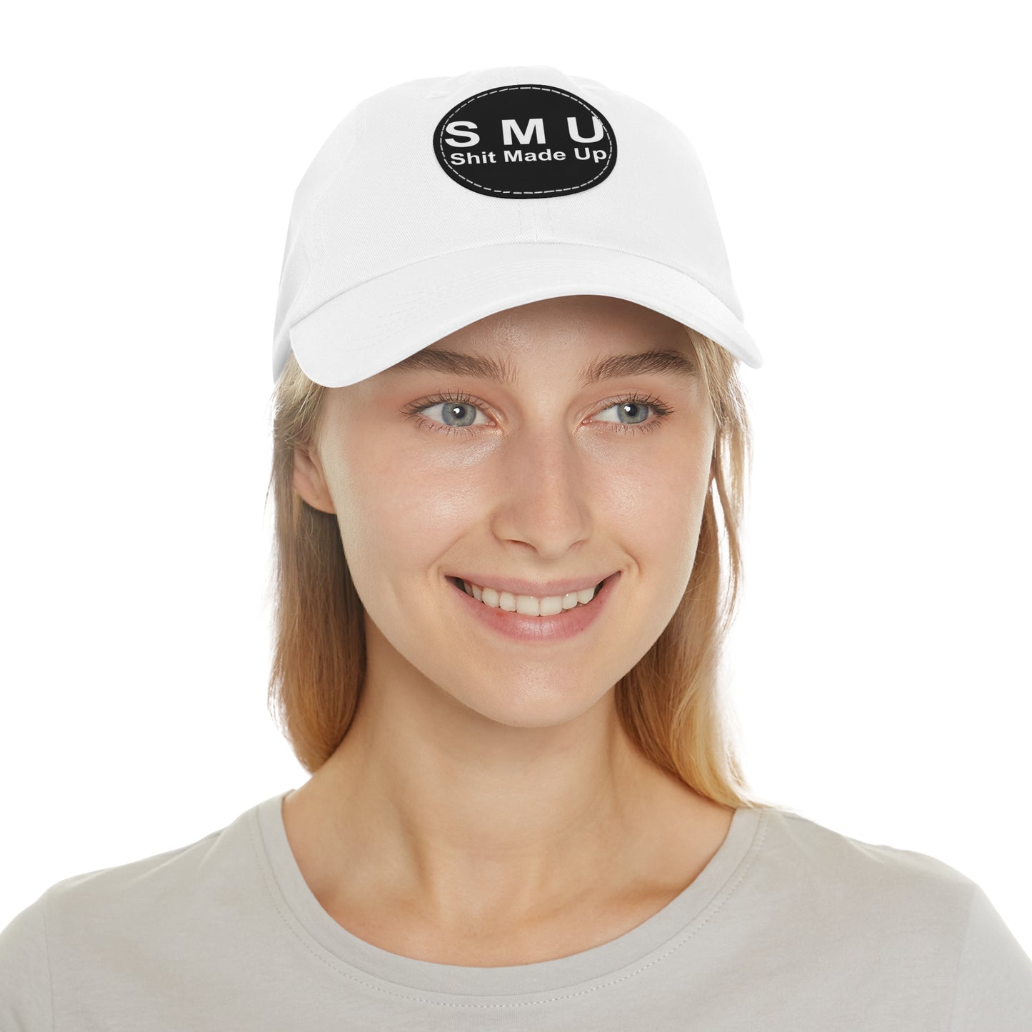 SMU Dad Hat with Leather Patch (Round)