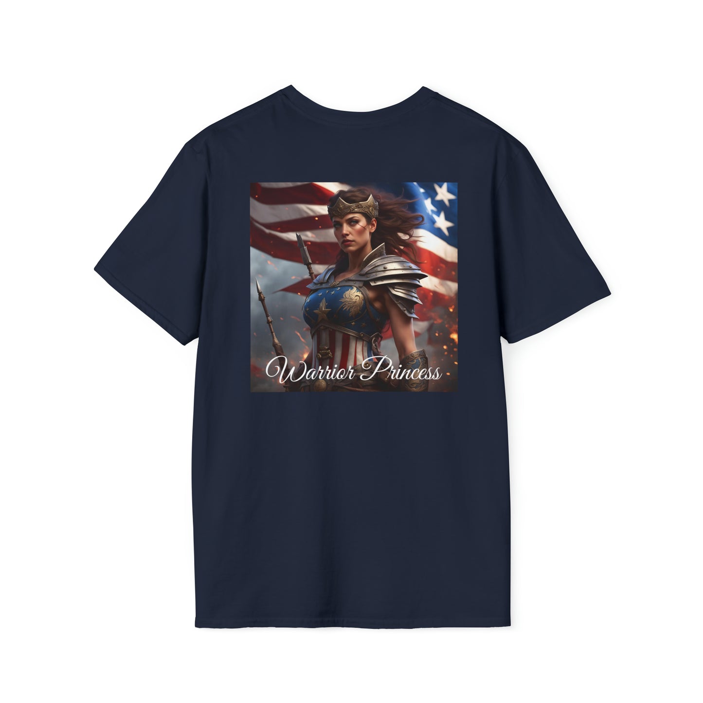 American Warrior Princess Back Side Printing T-Shirt (Gildan)