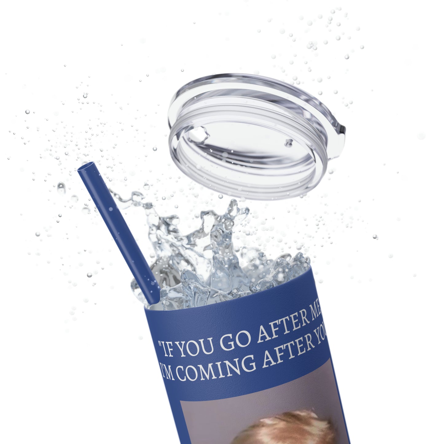FAFO Trump Mug Shot Never Surrender Skinny Tumbler with Straw, 20oz