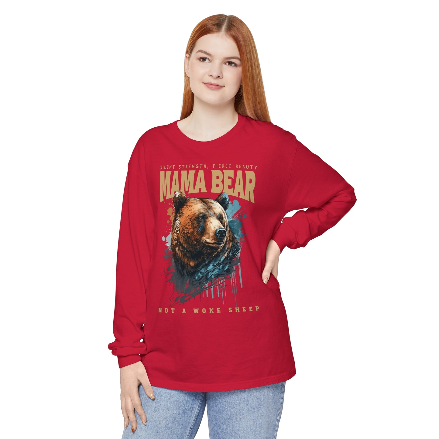 Mama Bear Not Woke Sheep Long Sleeve T-Shirt