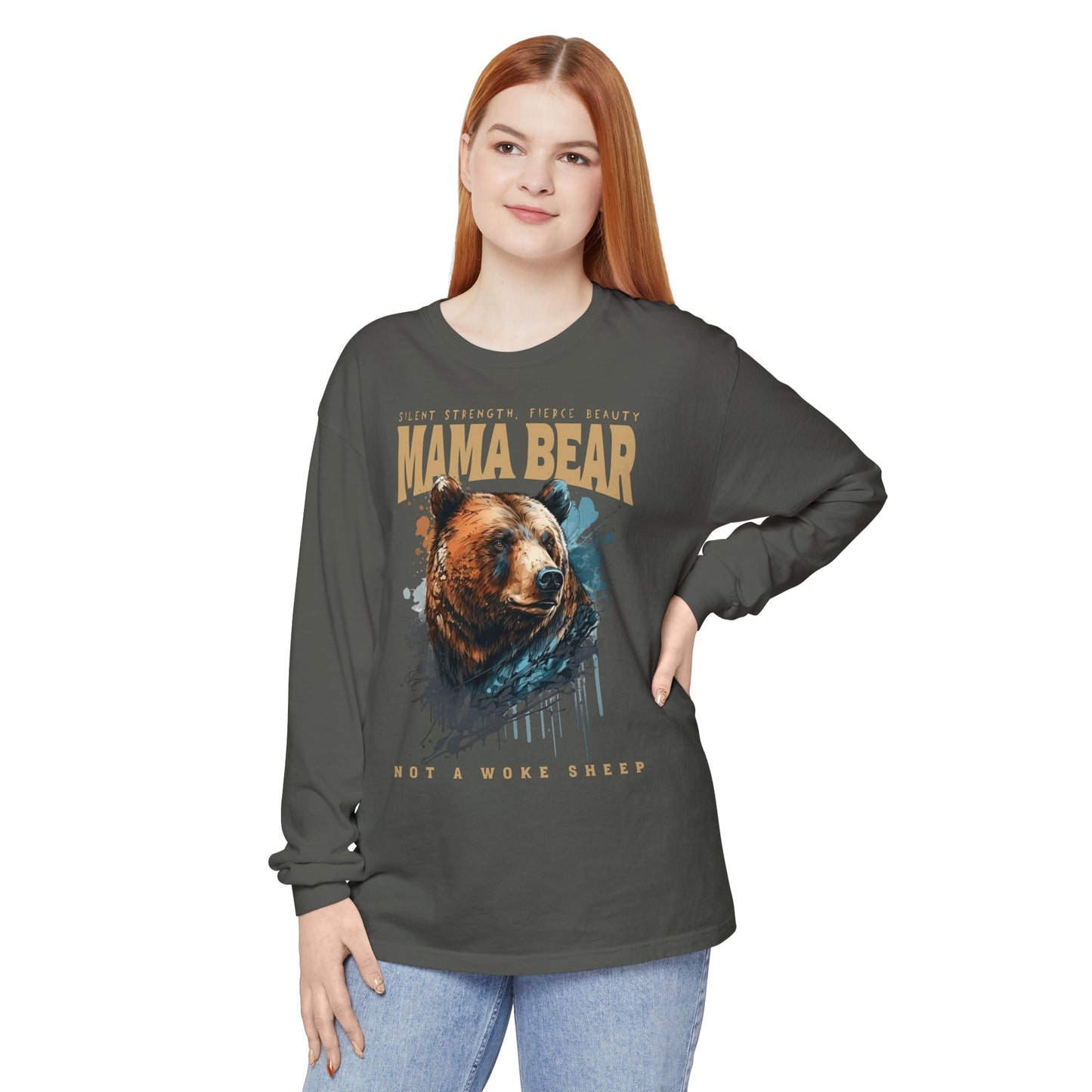 Mama Bear Not Woke Sheep Long Sleeve T-Shirt