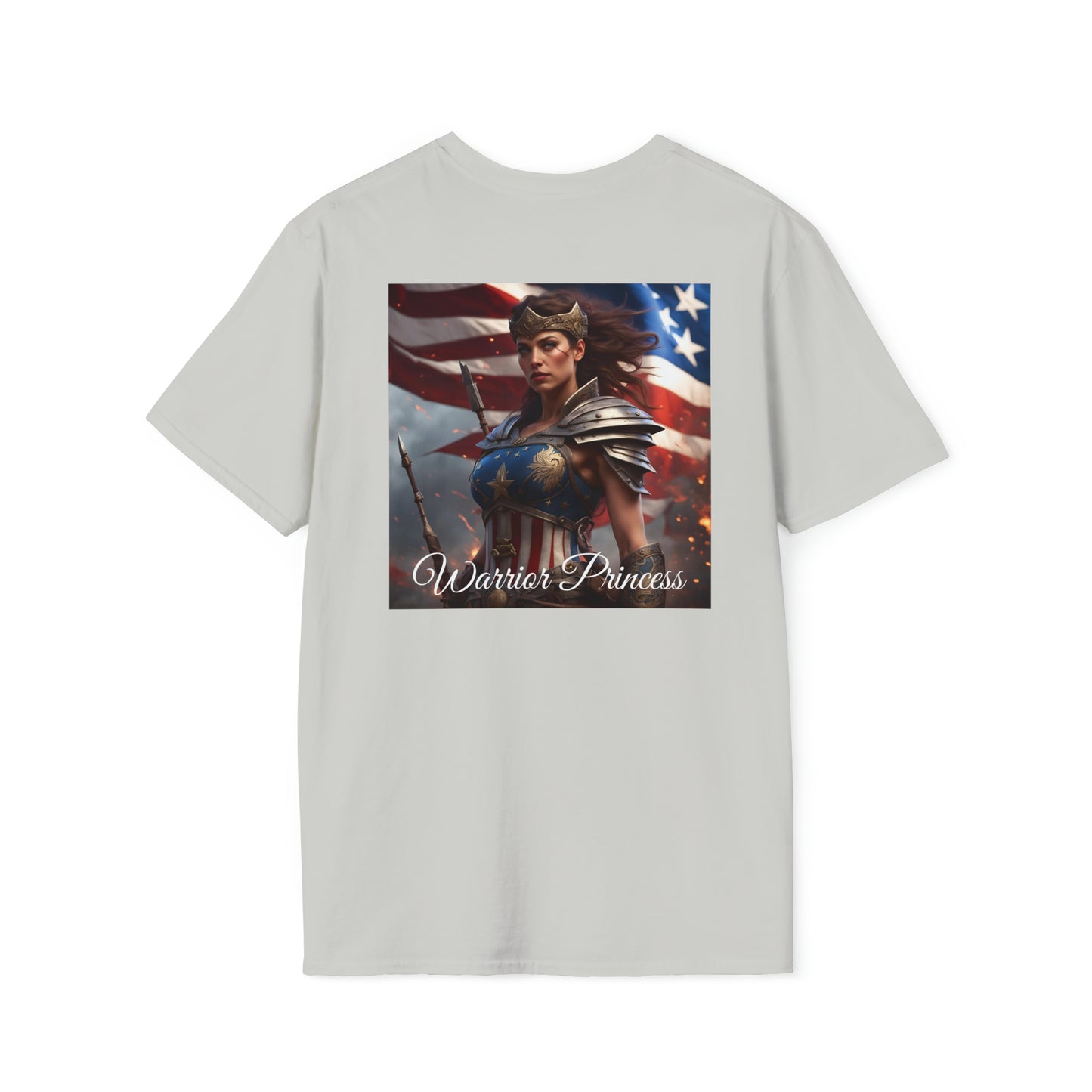 American Warrior Princess Back Side Printing T-Shirt (Gildan)