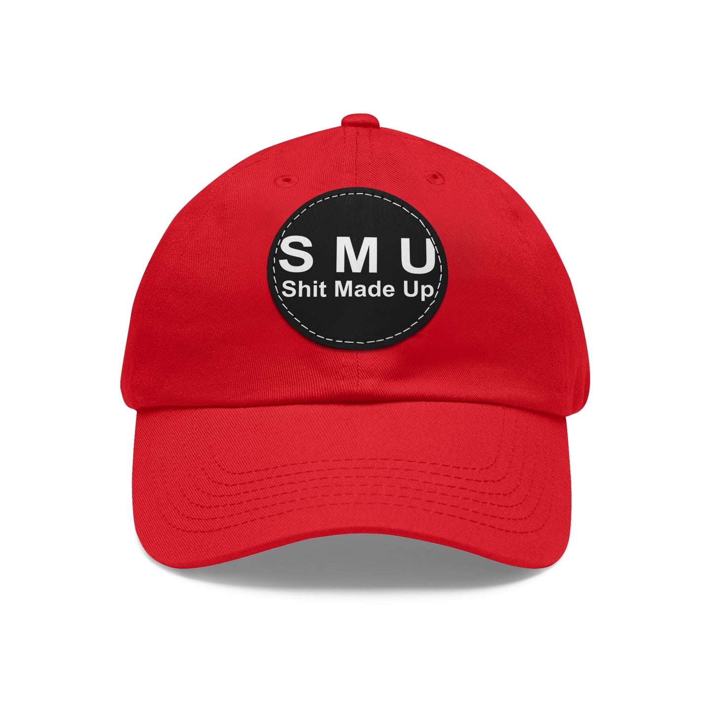 SMU Dad Hat with Leather Patch (Round)