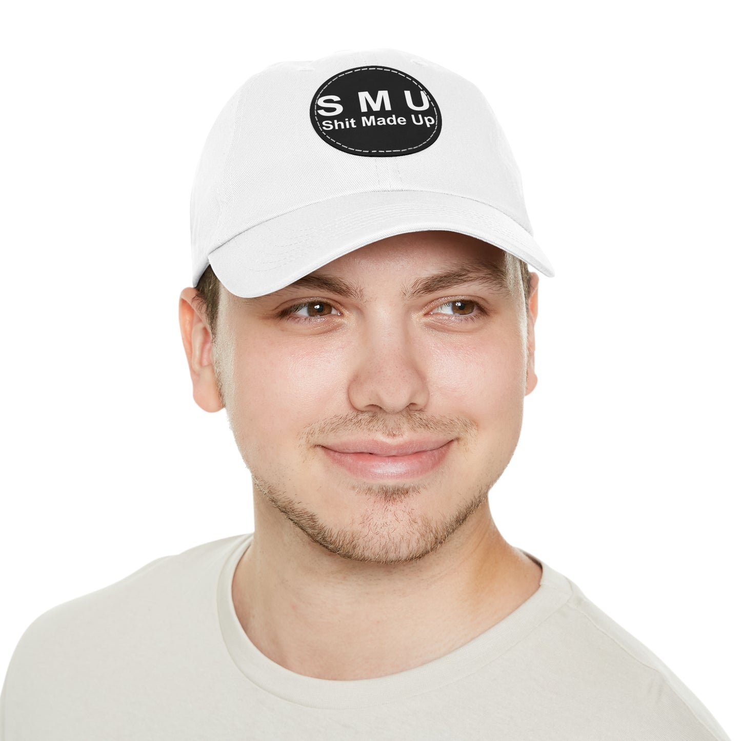 SMU Dad Hat with Leather Patch (Round)