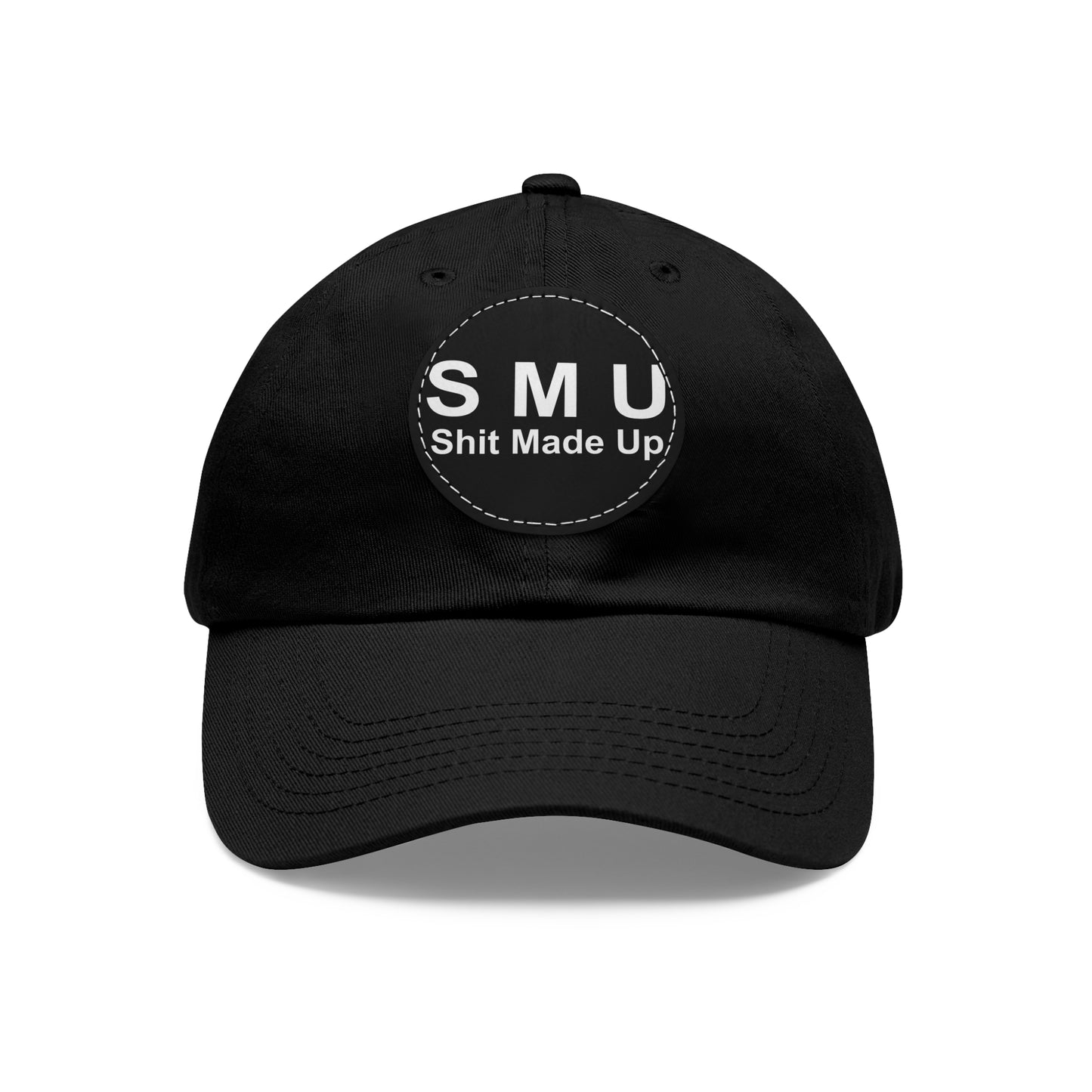 SMU Dad Hat with Leather Patch (Round)