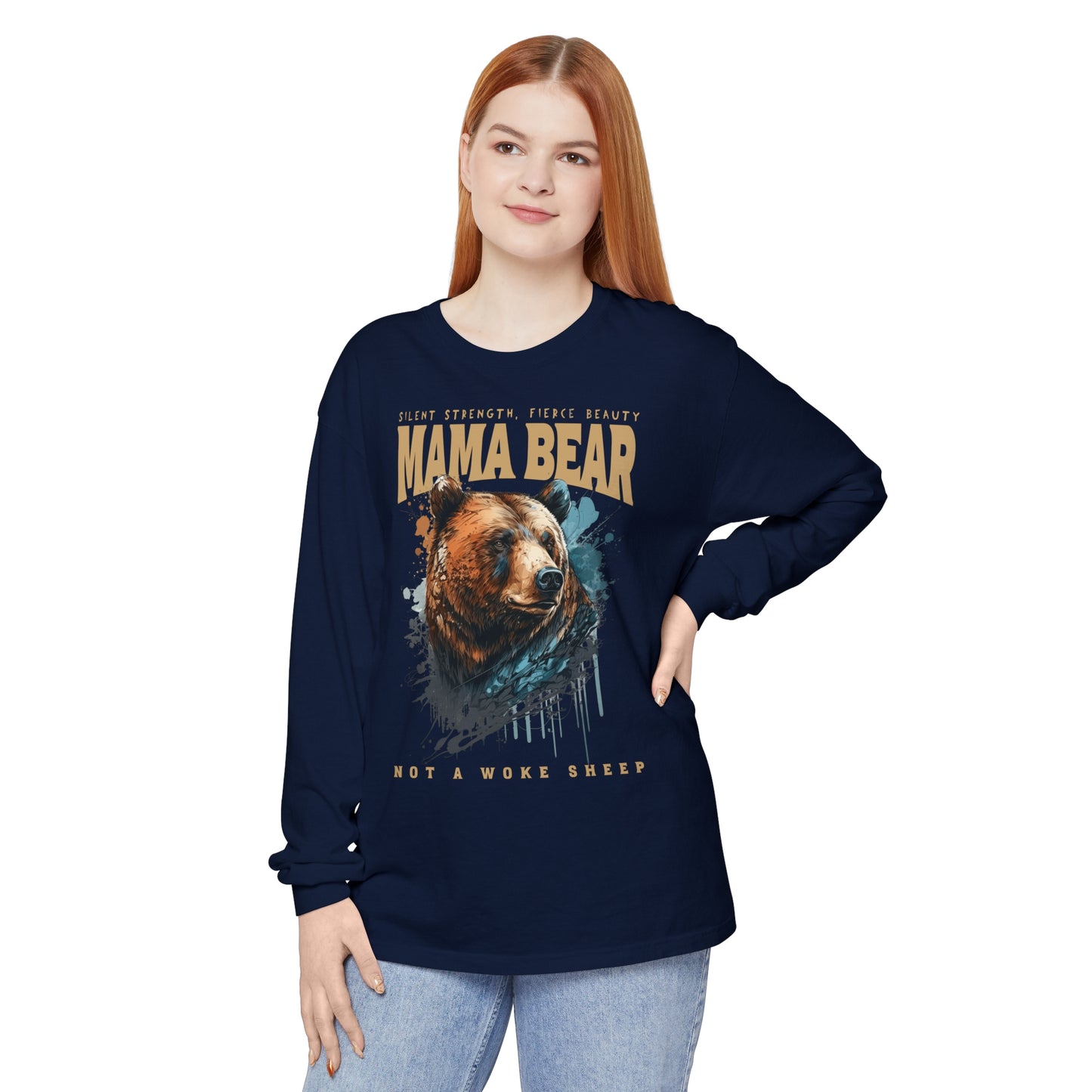 Mama Bear Not Woke Sheep Long Sleeve T-Shirt