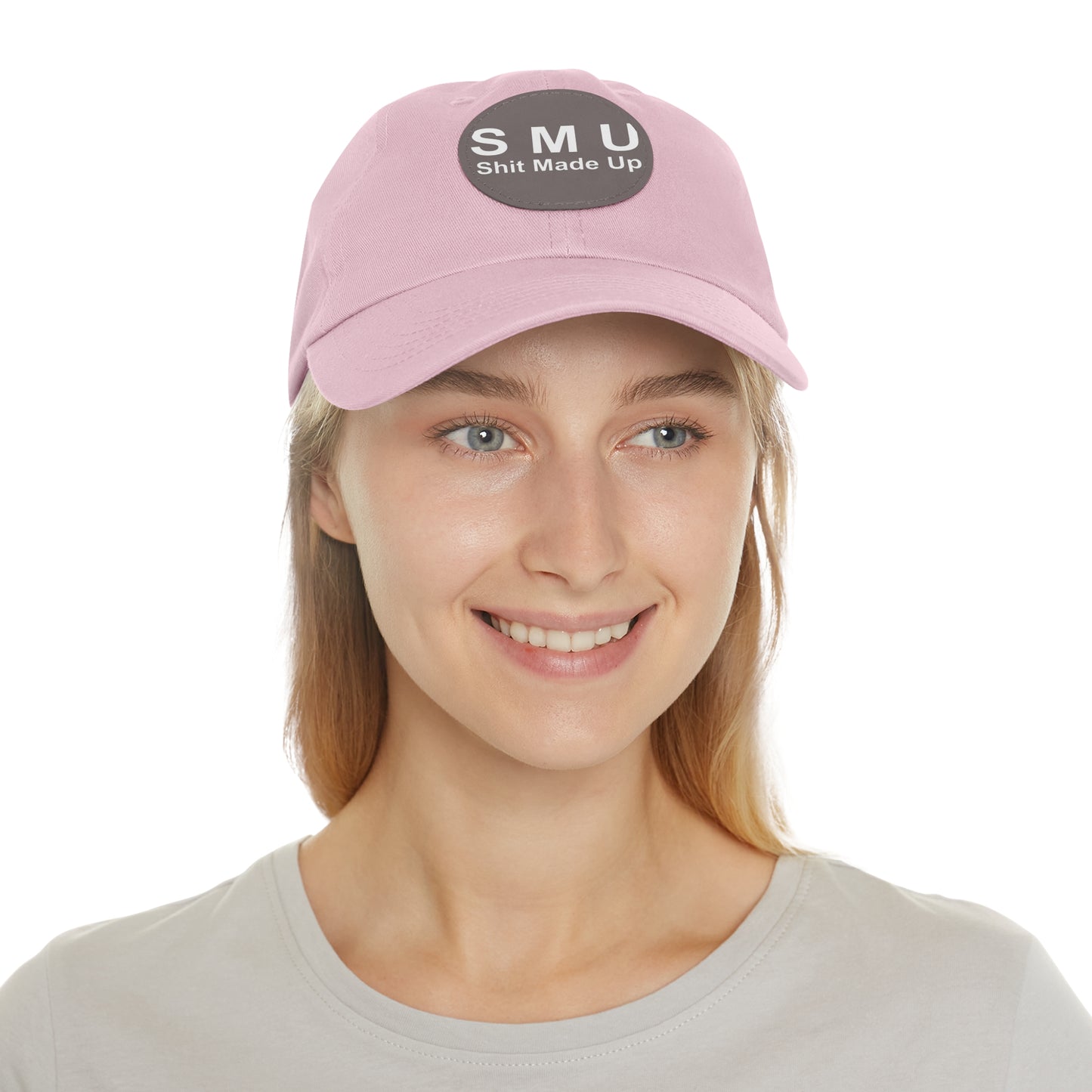 SMU Dad Hat with Leather Patch (Round)