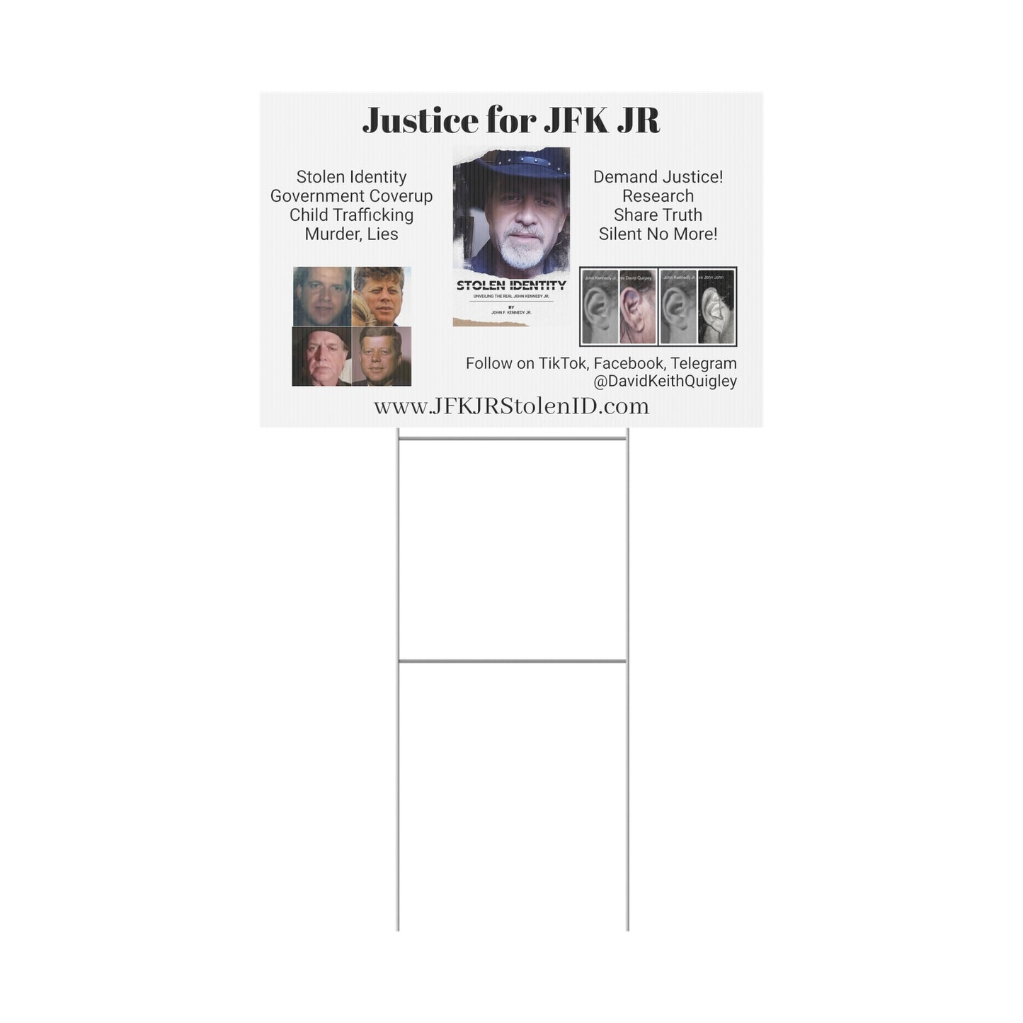 Justice for JFK JR Plastic Yard Sign