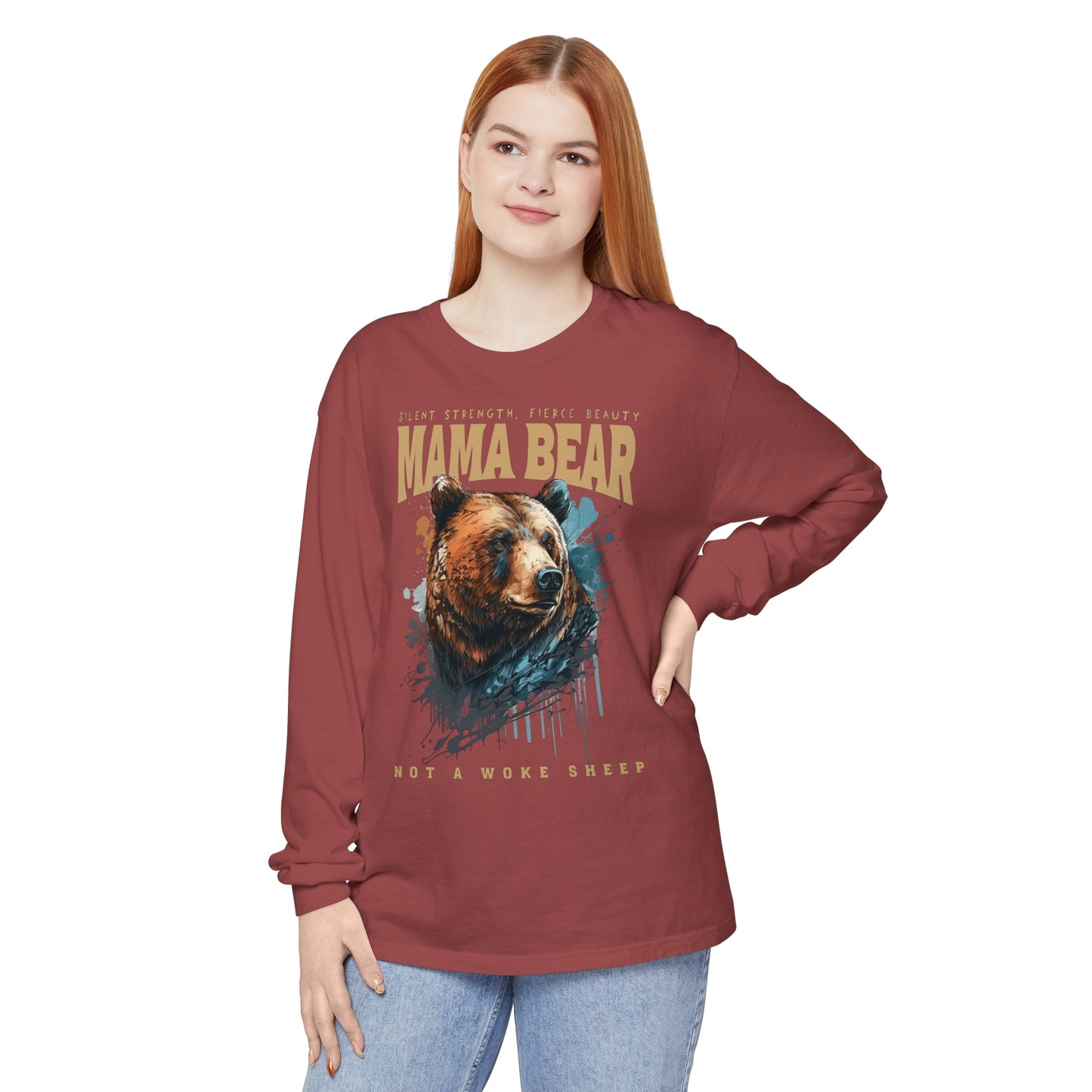 Mama Bear Not Woke Sheep Long Sleeve T-Shirt