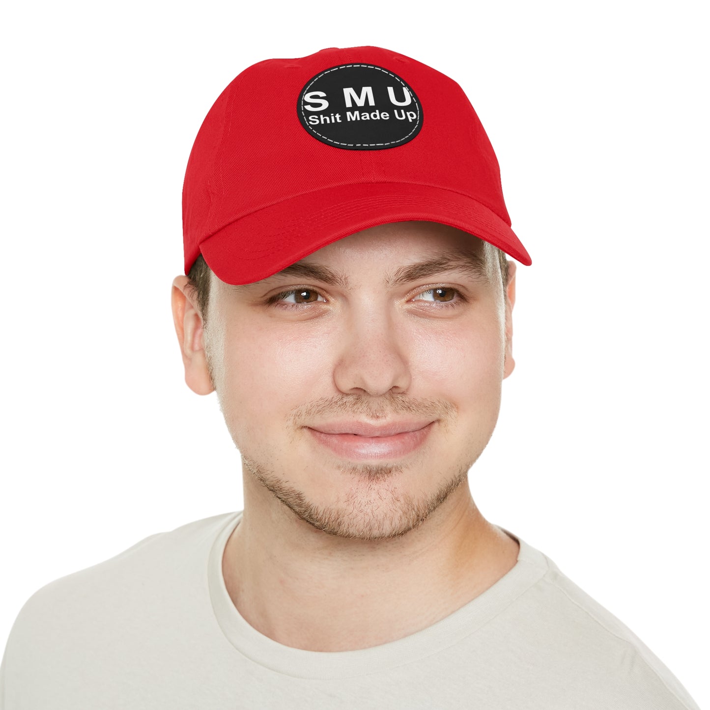 SMU Dad Hat with Leather Patch (Round)