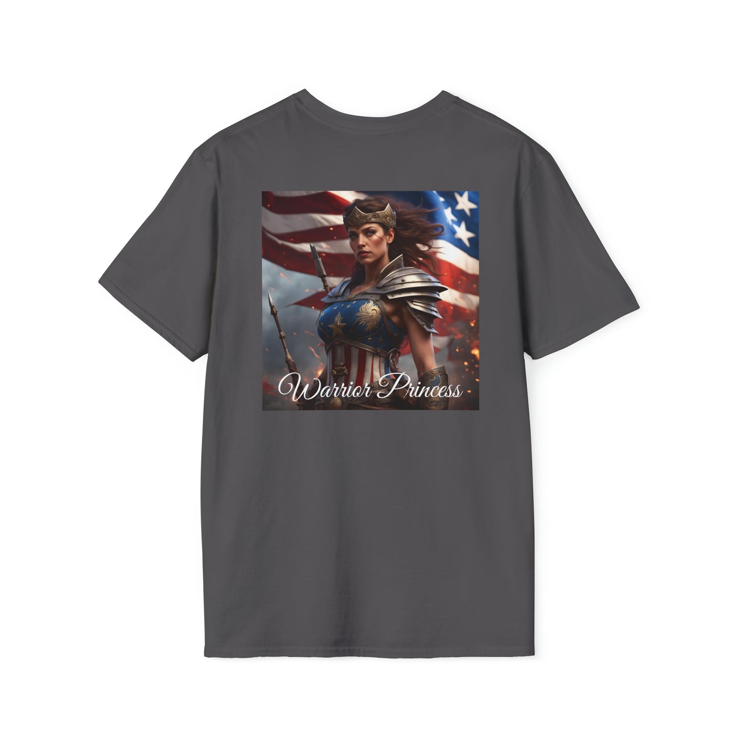 American Warrior Princess Back Side Printing T-Shirt (Gildan)
