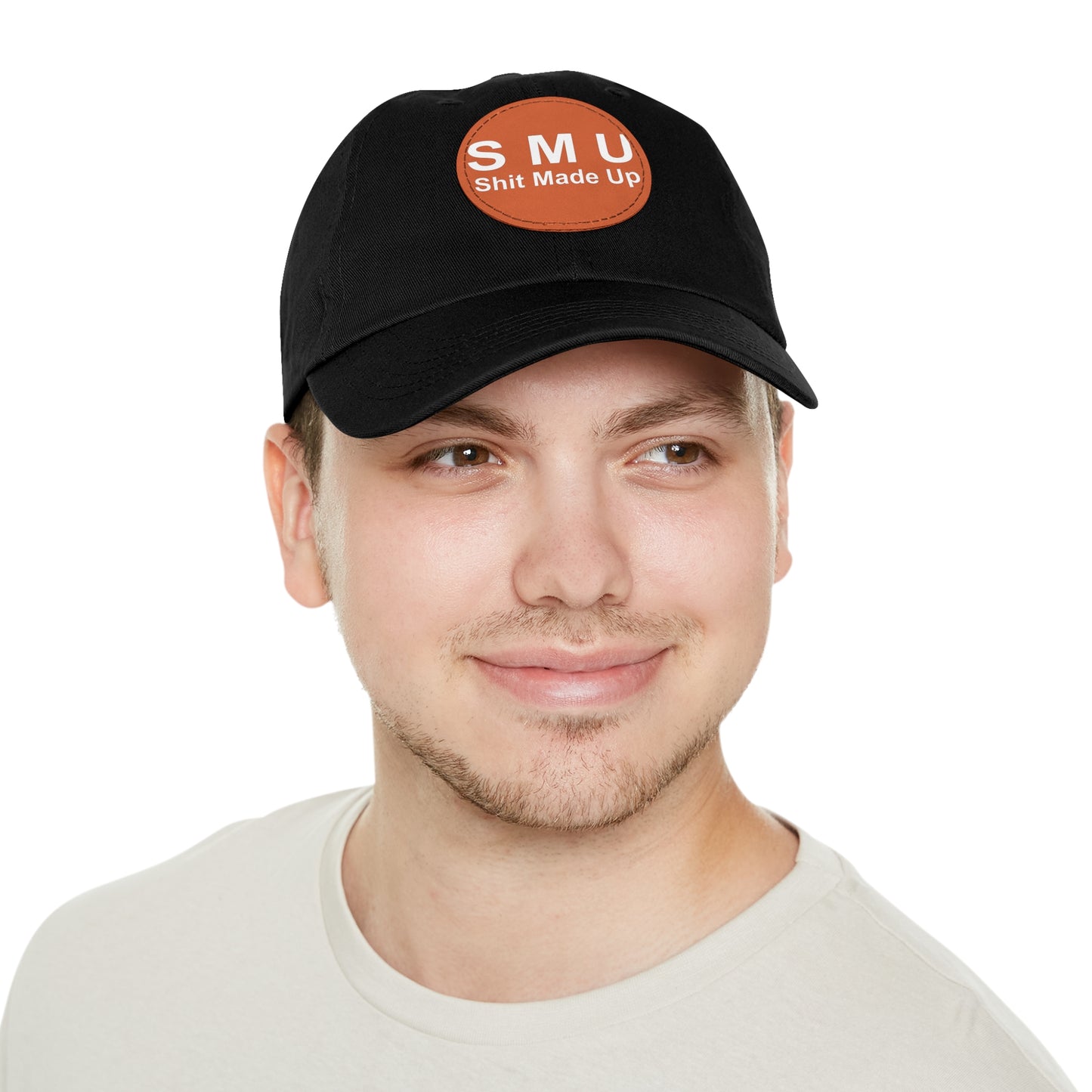 SMU Dad Hat with Leather Patch (Round)