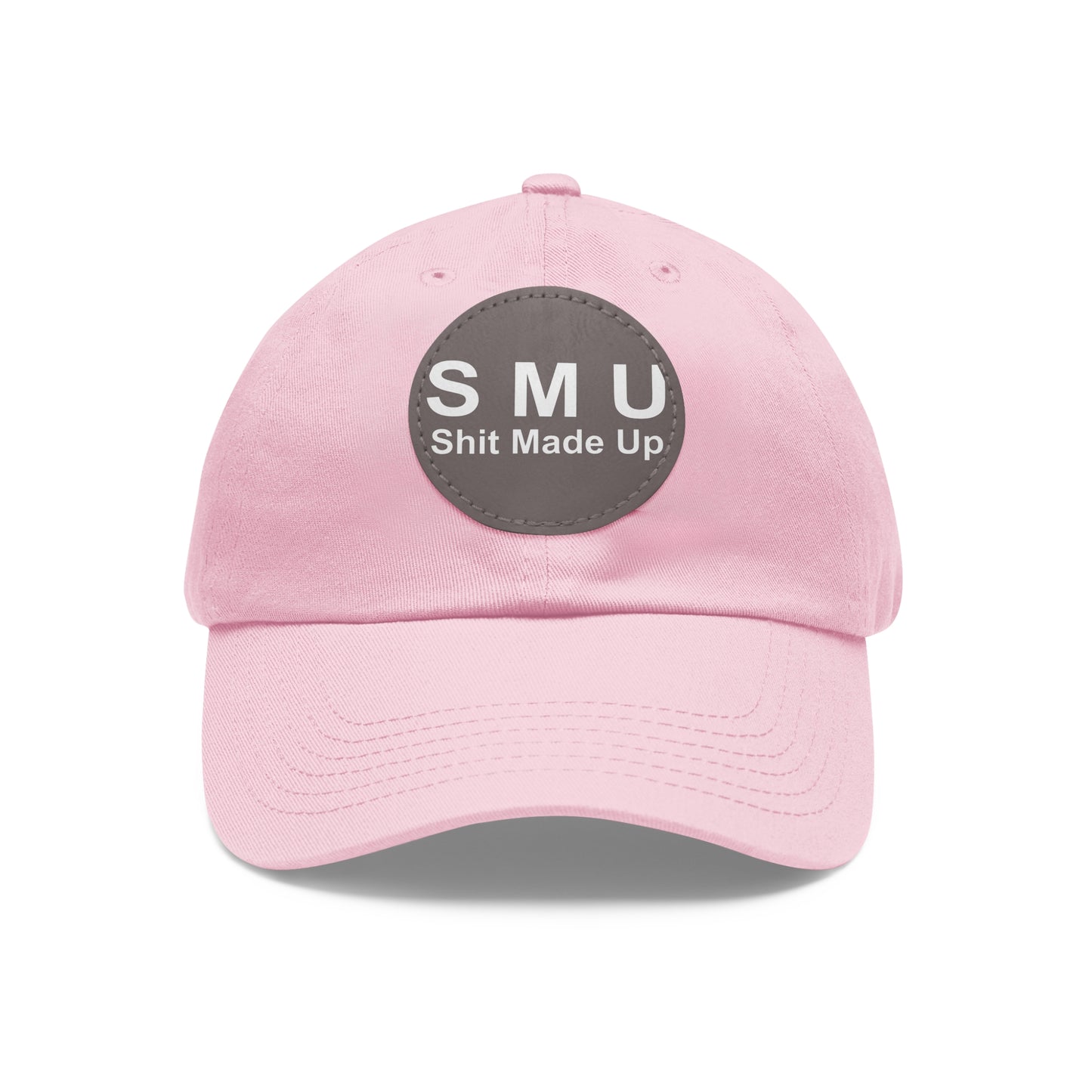 SMU Dad Hat with Leather Patch (Round)