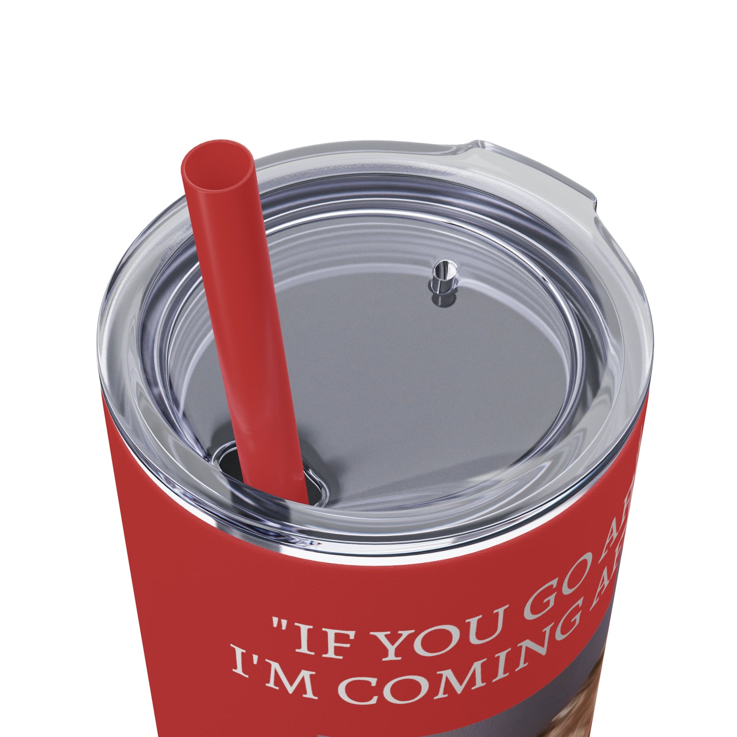 FAFO Trump Mug Shot Never Surrender Skinny Tumbler with Straw, 20oz